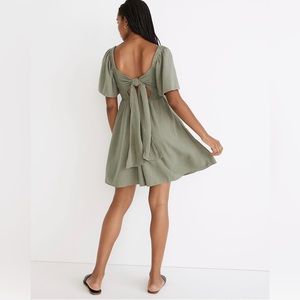 Madewell Lightspun Lucie Smocked Tie-Back Mini Dress size small